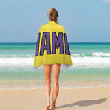 Custom Light Yellow Light Purple Beach Towel