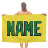 Custom Light Yellow Emerald Green Beach Towel