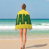 Custom Light Yellow Emerald Green Beach Towel