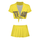 Custom Light Yellow Light Khaki Cheerleading Uniform Set
