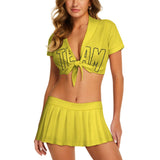 Custom Light Yellow Light Yellow Cheerleading Uniform Set