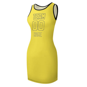 Custom Light Yellow Light Yellow Sleeveless Vest Dress