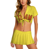 Custom Light Yellow Orange Cheerleading Uniform Set