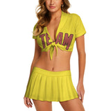 Custom Light Yellow Copper Rose Cheerleading Uniform Set