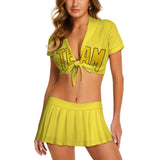 Custom Light Yellow Gold Cheerleading Uniform Set