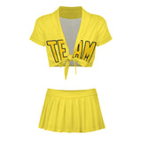 Custom Light Yellow Gold Cheerleading Uniform Set