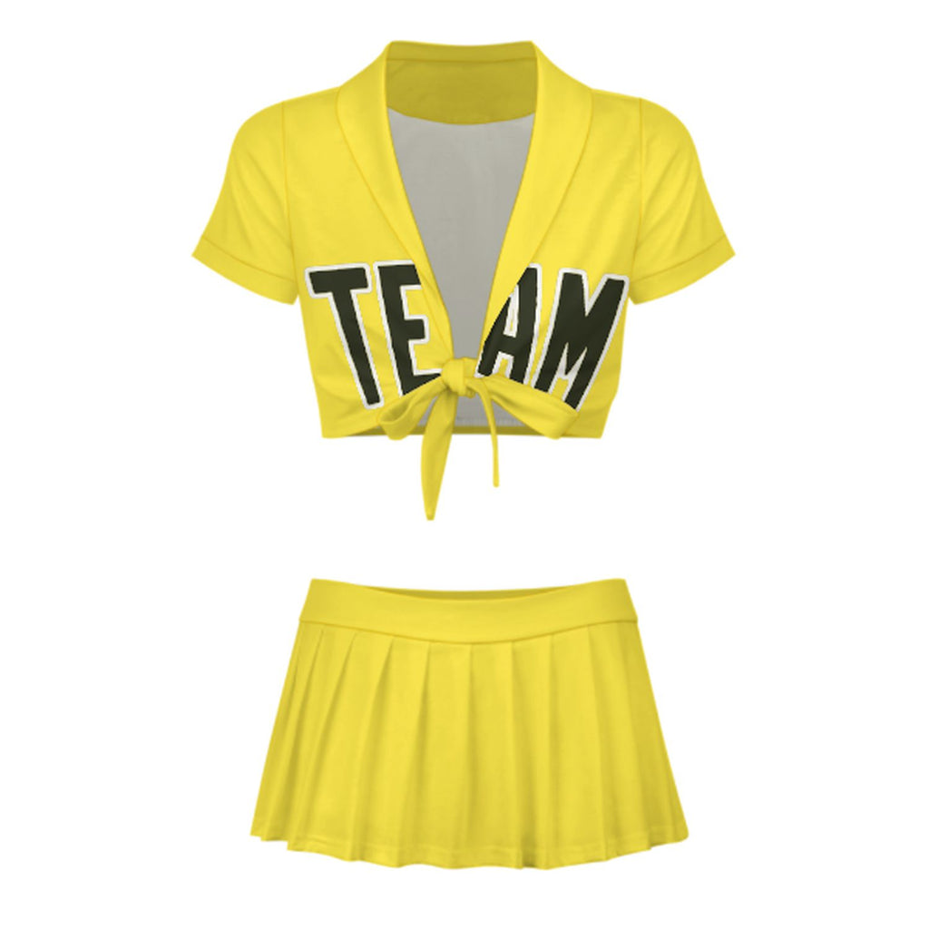 Custom Light Yellow Olive Cheerleading Uniform Set