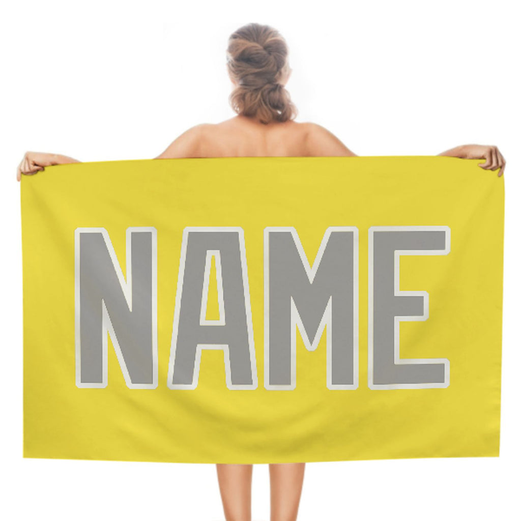 Custom Light Yellow Gray Beach Towel