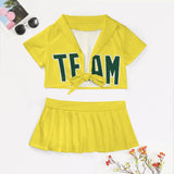 Custom Light Yellow Green Cheerleading Uniform Set