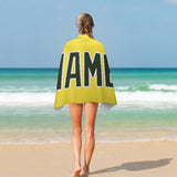 Custom Light Yellow Dark Green Beach Towel