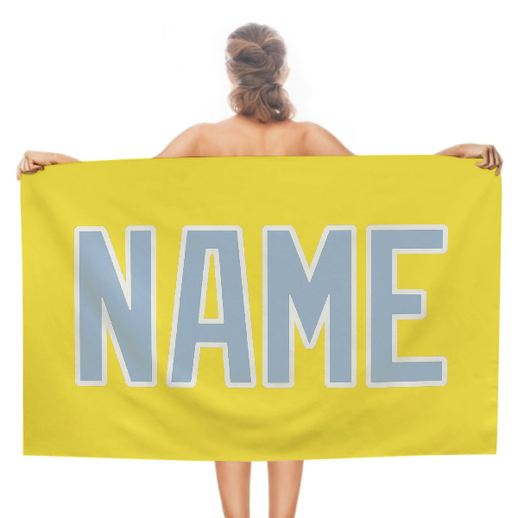 Custom Light Yellow Light Blue Beach Towel