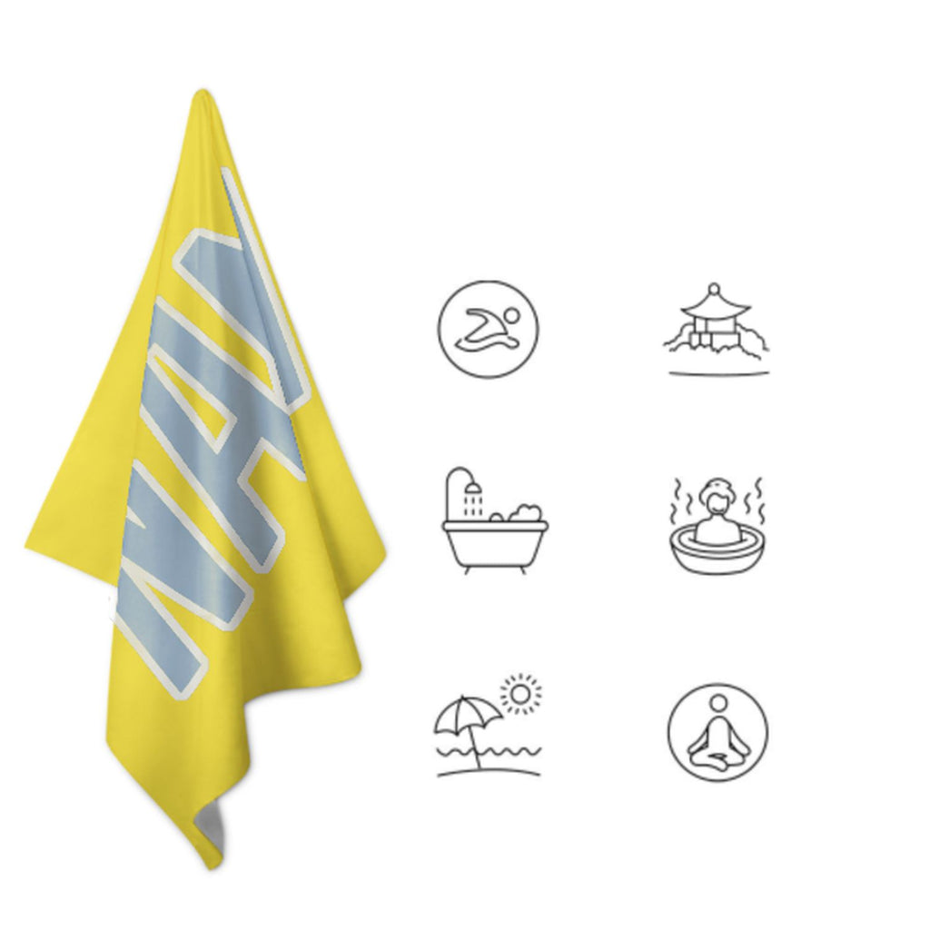 Custom Light Yellow Light Blue Beach Towel