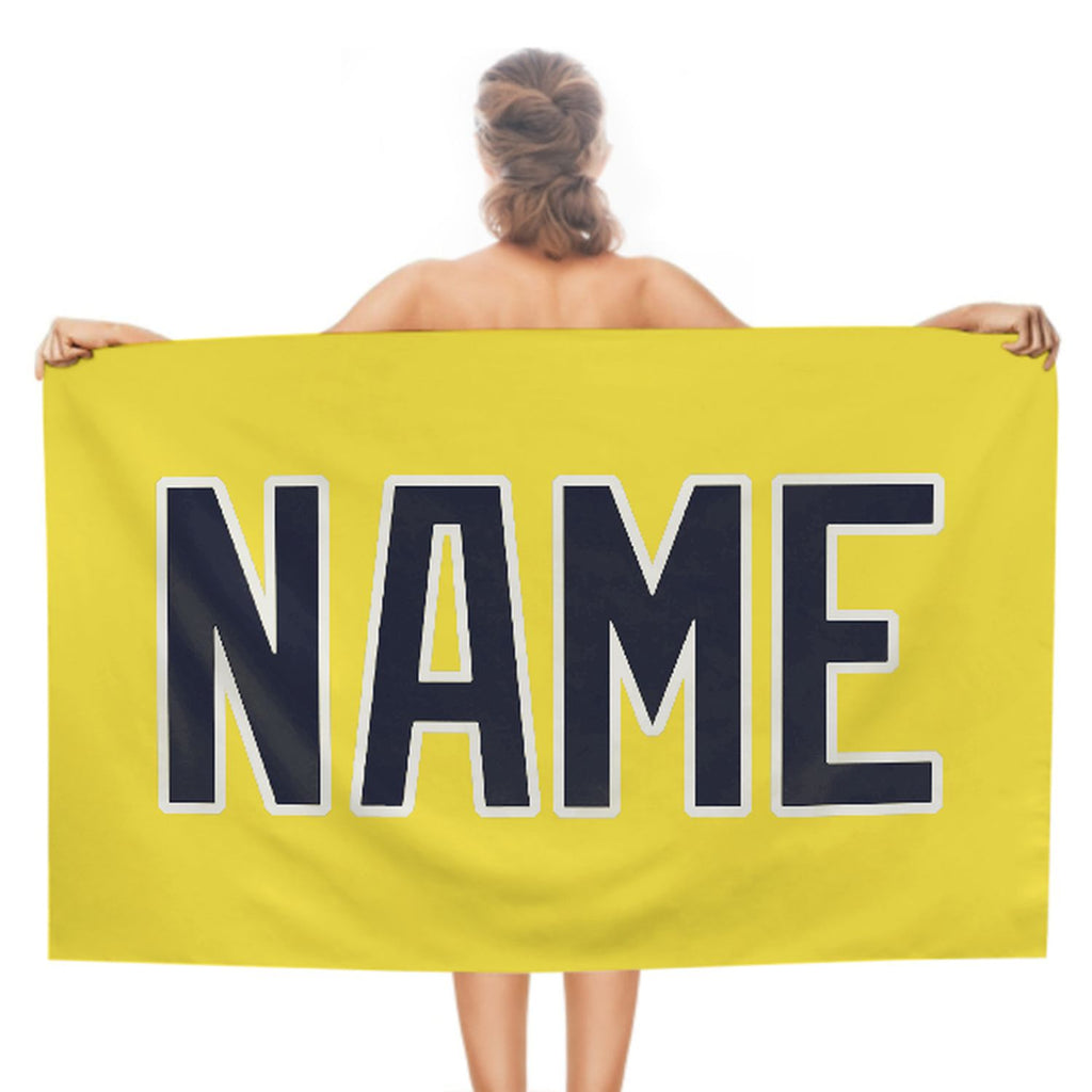Custom Light Yellow Navy Beach Towel