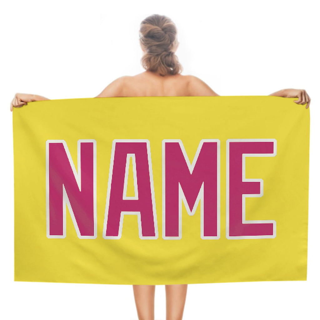 Custom Light Yellow Pink Beach Towel