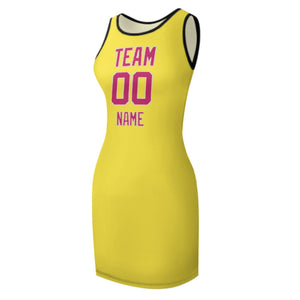 Custom Light Yellow Pink Sleeveless Vest Dress