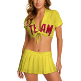 Custom Light Yellow Red Cheerleading Uniform Set
