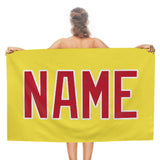 Custom Light Yellow Red Beach Towel