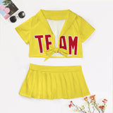 Custom Light Yellow Red Cheerleading Uniform Set