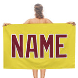 Custom Light Yellow Crimson Red Beach Towel