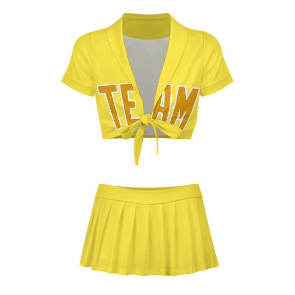 Custom Light Yellow Yellow Cheerleading Uniform Set