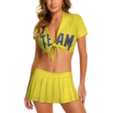 Custom Light Yellow Dark Grey Cheerleading Uniform Set