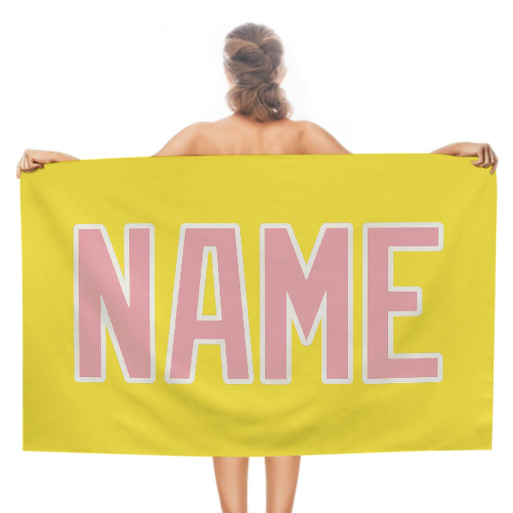 Custom Light Yellow Light Pink Beach Towel