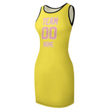 Custom Light Yellow Light Pink Sleeveless Vest Dress