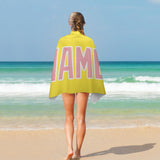 Custom Light Yellow Light Pink Beach Towel