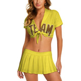Custom Light Yellow Khaki Cheerleading Uniform Set