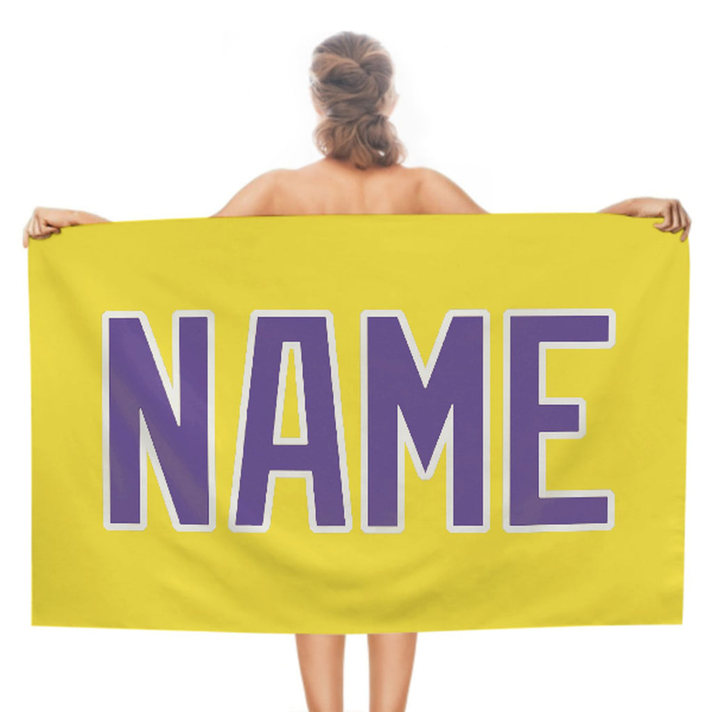 Custom Light Yellow Light Purple Beach Towel