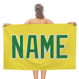 Custom Light Yellow Emerald Green Beach Towel