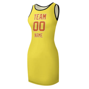 Custom Light Yellow Orange Sleeveless Vest Dress