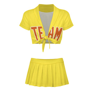 Custom Light Yellow Orange Cheerleading Uniform Set