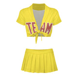Custom Light Yellow Copper Rose Cheerleading Uniform Set