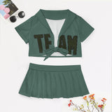 Custom Blue Green Olive Cheerleading Uniform Set