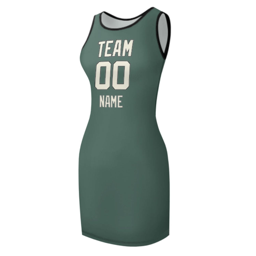 Custom Blue Green Cream Sleeveless Vest Dress