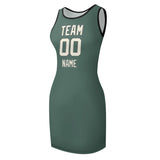 Custom Blue Green Cream Sleeveless Vest Dress