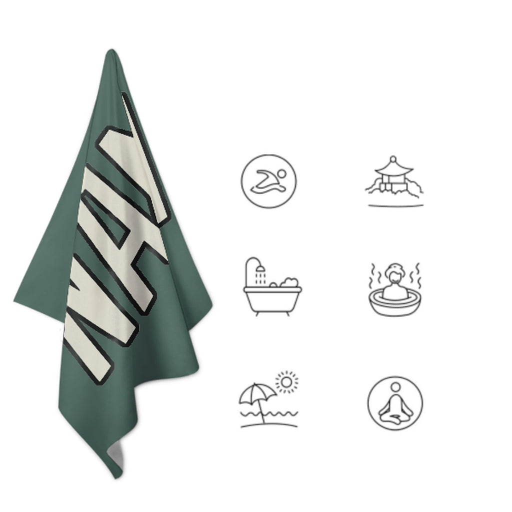 Custom Blue Green Cream Beach Towel