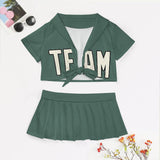 Custom Blue Green Cream Cheerleading Uniform Set