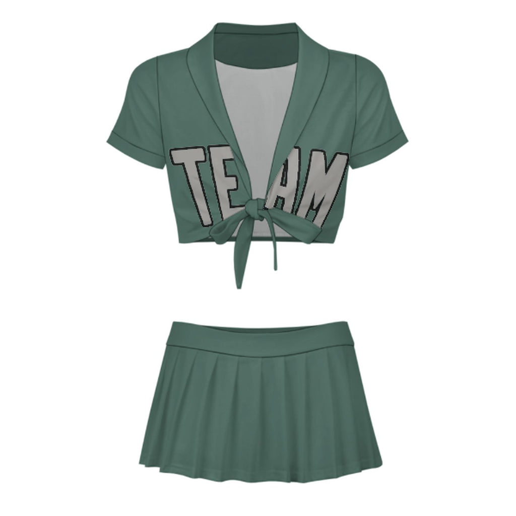 Custom Blue Green Gray Cheerleading Uniform Set