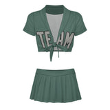 Custom Blue Green Gray Cheerleading Uniform Set