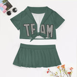 Custom Blue Green Gray Cheerleading Uniform Set