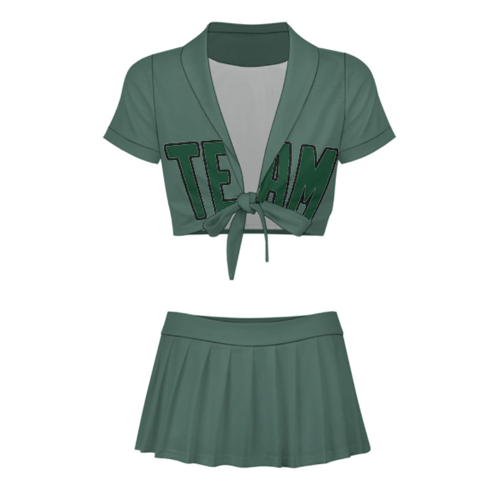 Custom Blue Green Green Cheerleading Uniform Set