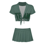 Custom Blue Green Green Cheerleading Uniform Set