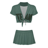 Custom Blue Green Dark Green Cheerleading Uniform Set