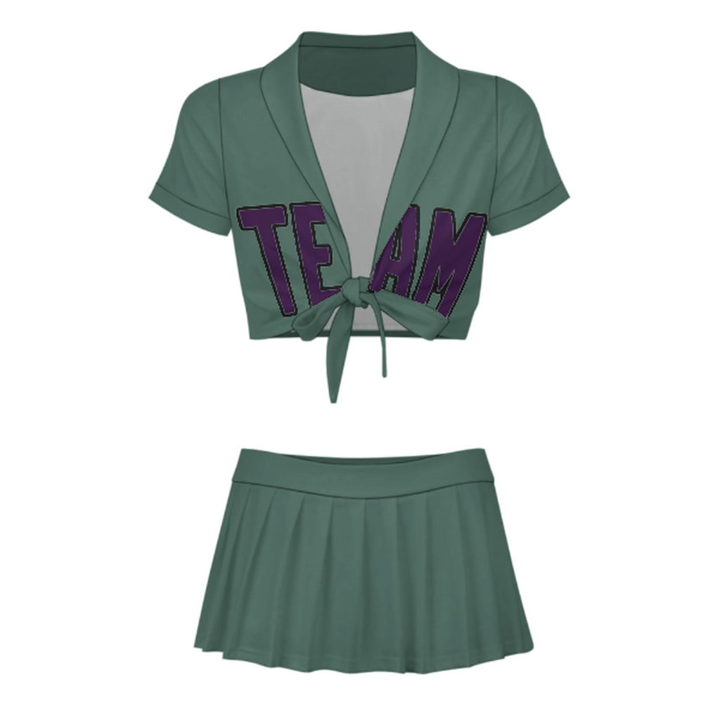 Custom Blue Green Purple Cheerleading Uniform Set