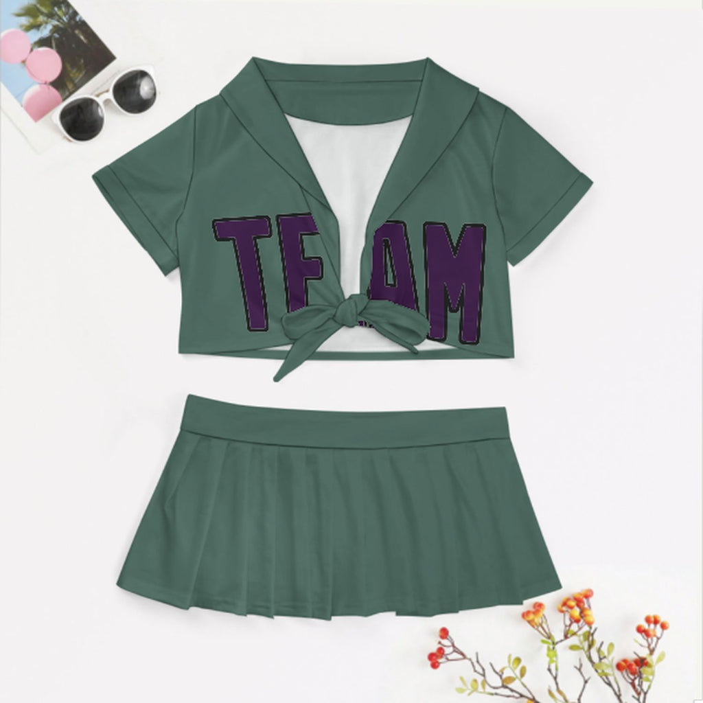 Custom Blue Green Purple Cheerleading Uniform Set