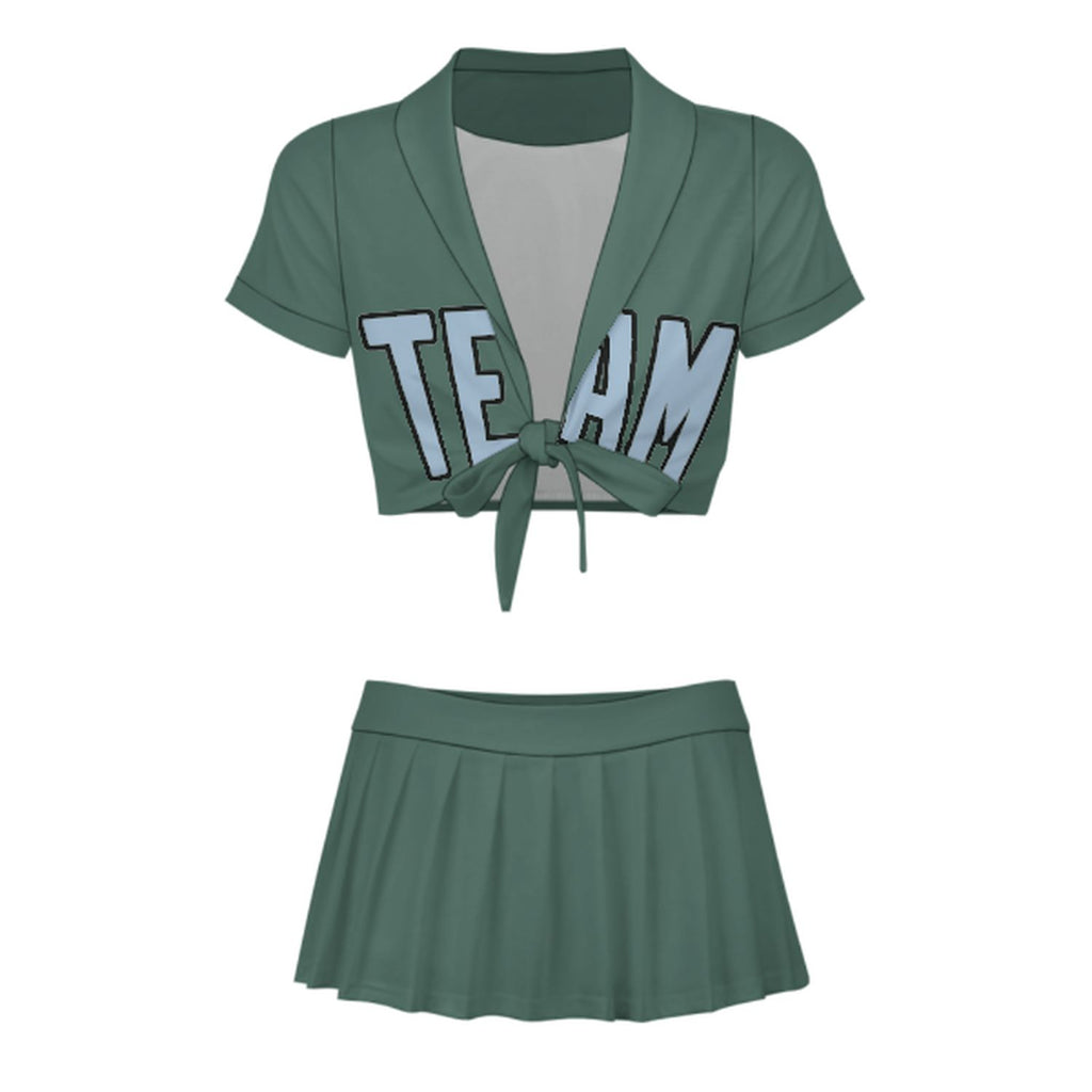 Custom Blue Green Light Blue Cheerleading Uniform Set