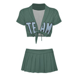 Custom Blue Green Light Blue Cheerleading Uniform Set