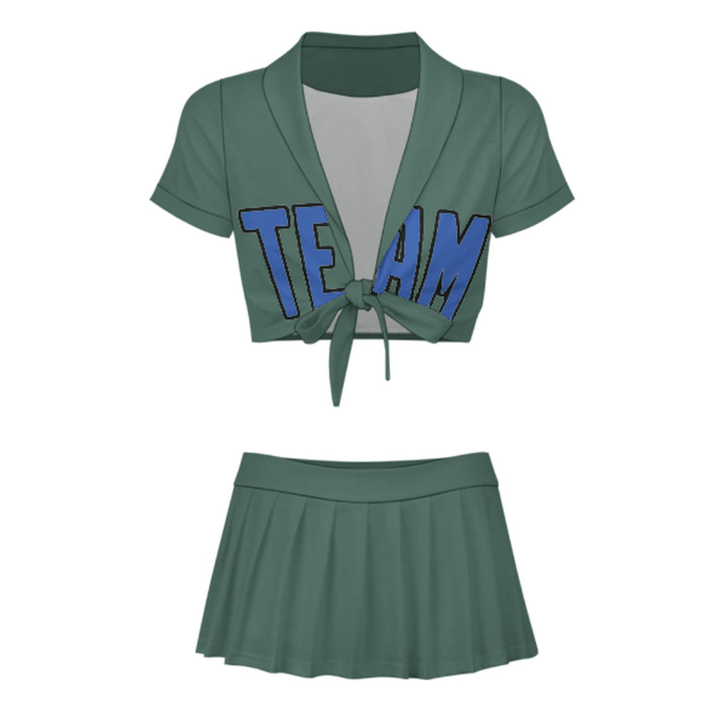 Custom Blue Green Sky Blue Cheerleading Uniform Set